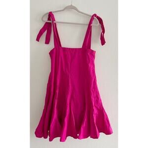 Aqua Tie Strap Hot Pink Swing Mini Dress Small